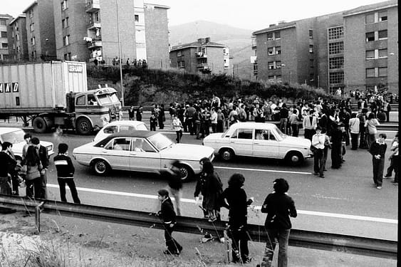 Movilización en Rekalde contra la autovía durante la década de los ochenta